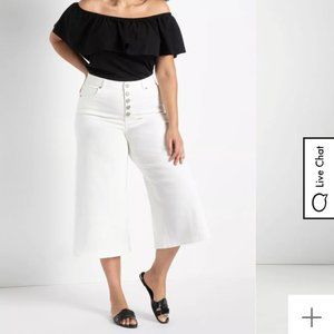 ELOQUII Crop Wide Leg White Jeans